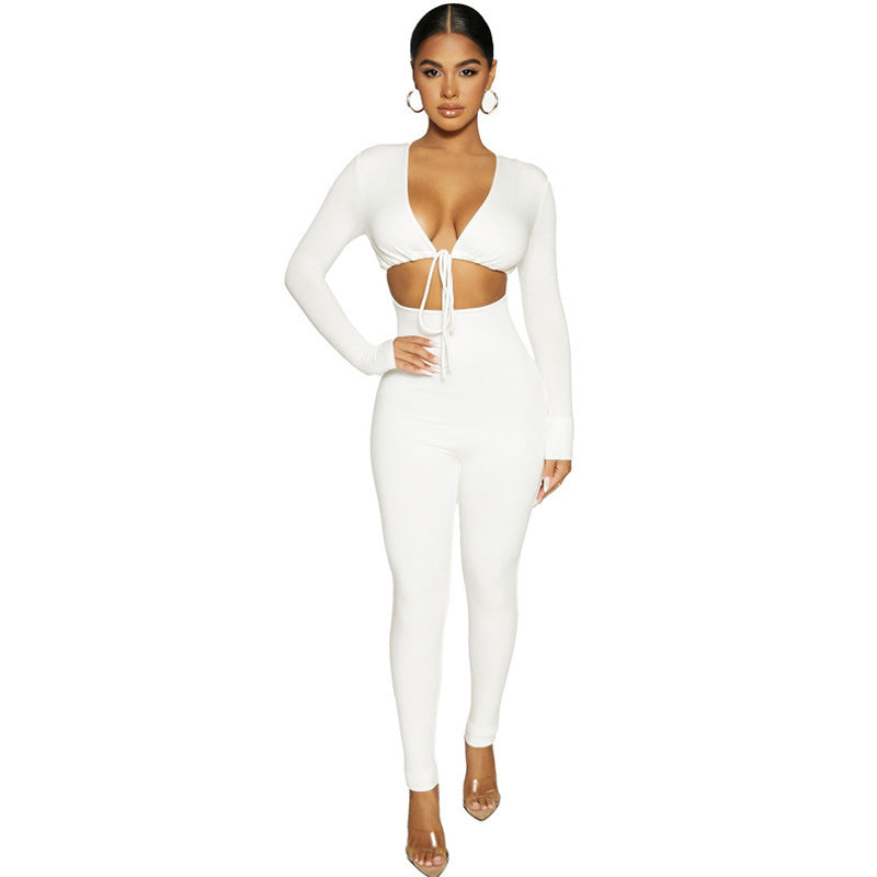 Solid Color Bodycon Jumpsuit