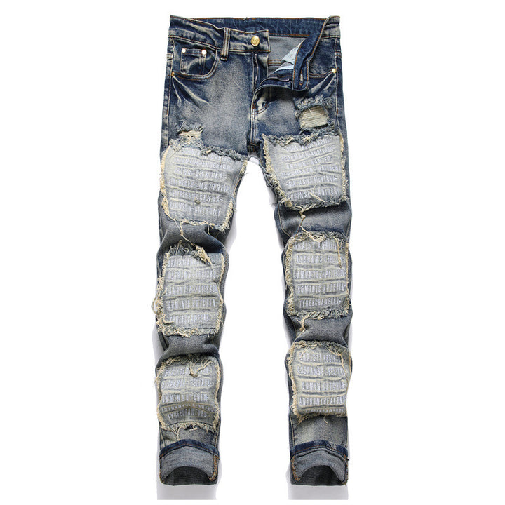 Jeans Patch Retro Blue Slim Fit Men
