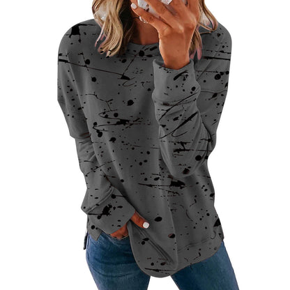 Graffiti Print Loose Versatile Top Long-sleeved T-shirt