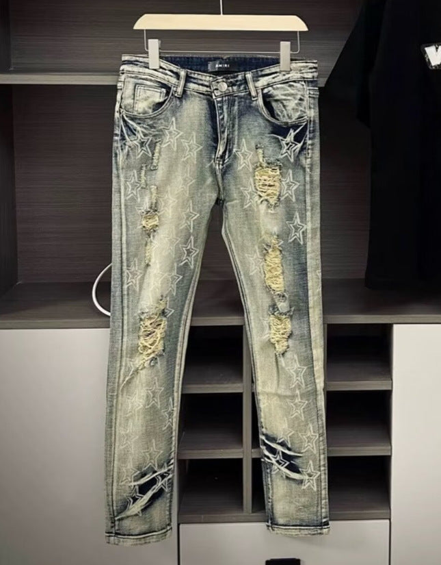 Trendy Retro Dyed Jeans Men