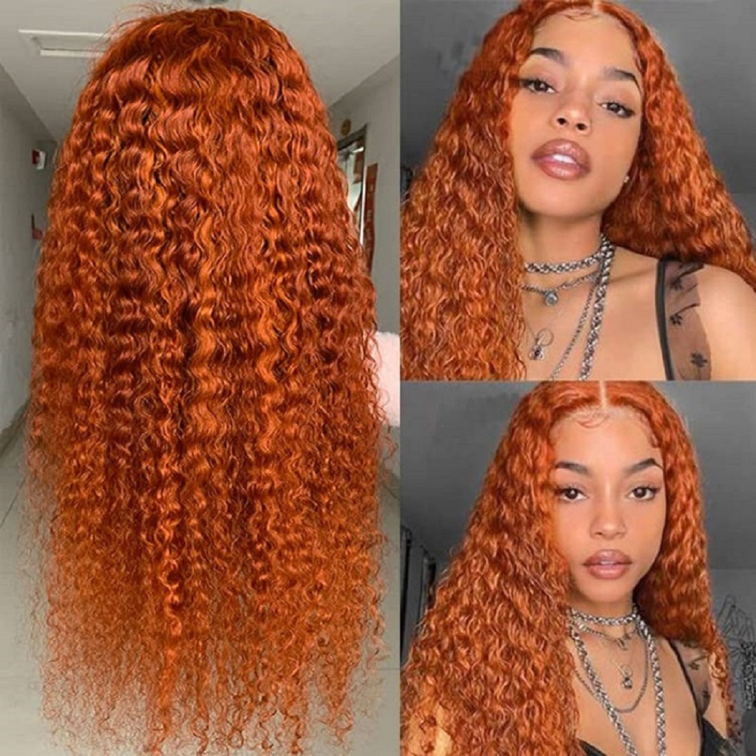 Human Hair Orange Lace Wig