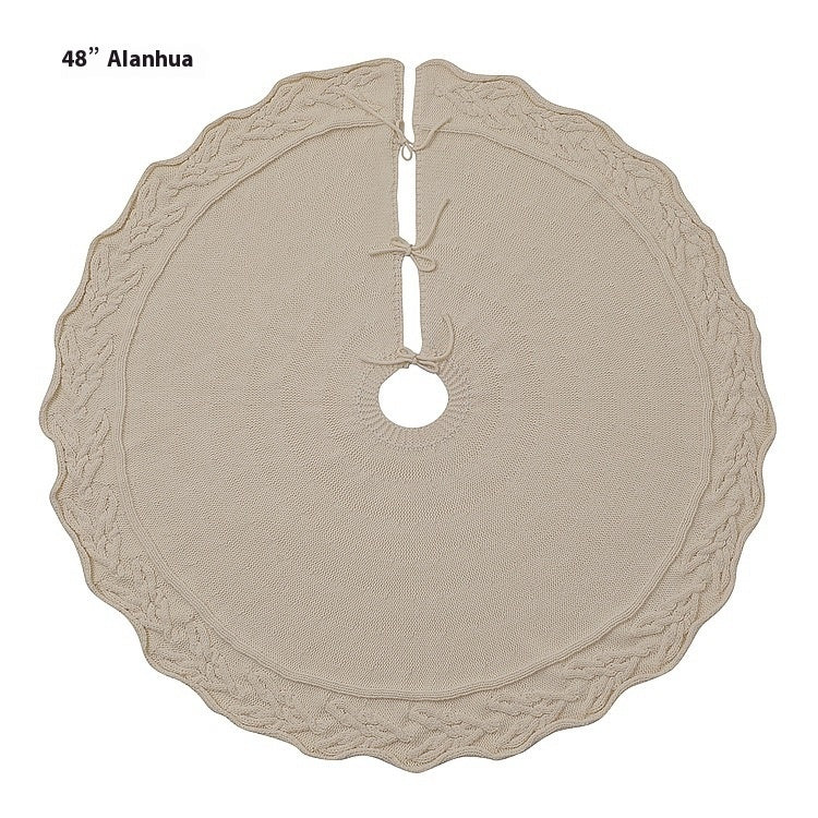 Knitted Christmas Tree Skirt 🎄 jacquard fabric detail