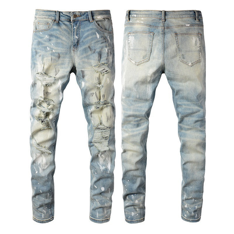 Vintage Paint Broken Holes Jeans