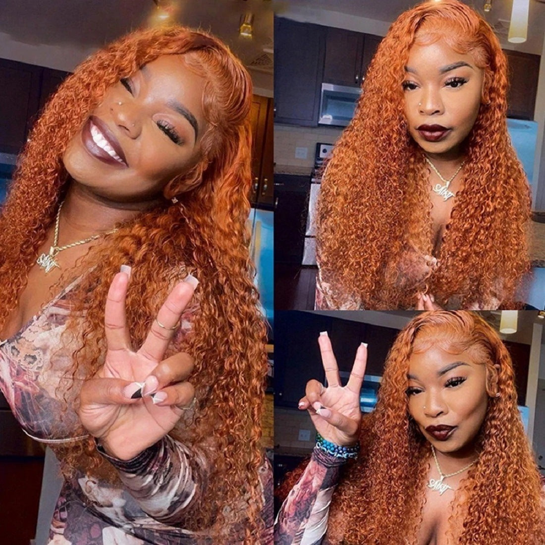 Human Hair Orange Lace Wig
