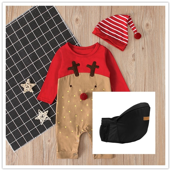 Christmas Deer Romper displayed on white background