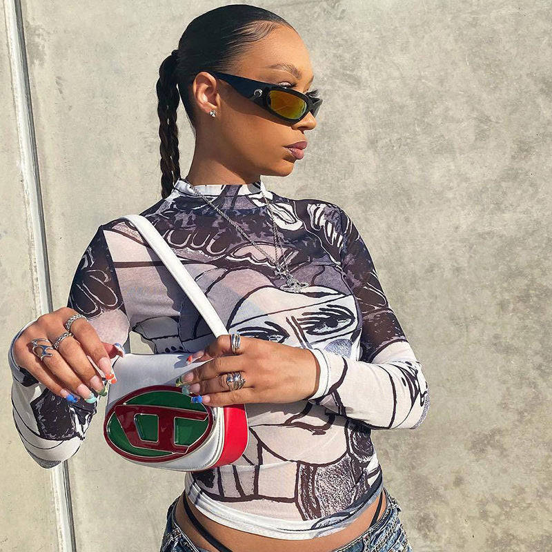 Sheer Mesh Slim Fit Top