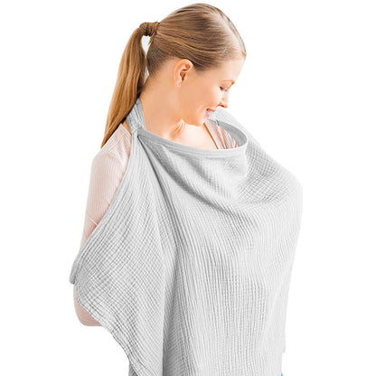 Muslin Nursing Cover For Baby Breastfeeding, Breathable Cotton Breastfeeding Cover With Rigid Hoop For Mother Nursing Apron, Multi-use Carseat Canopy