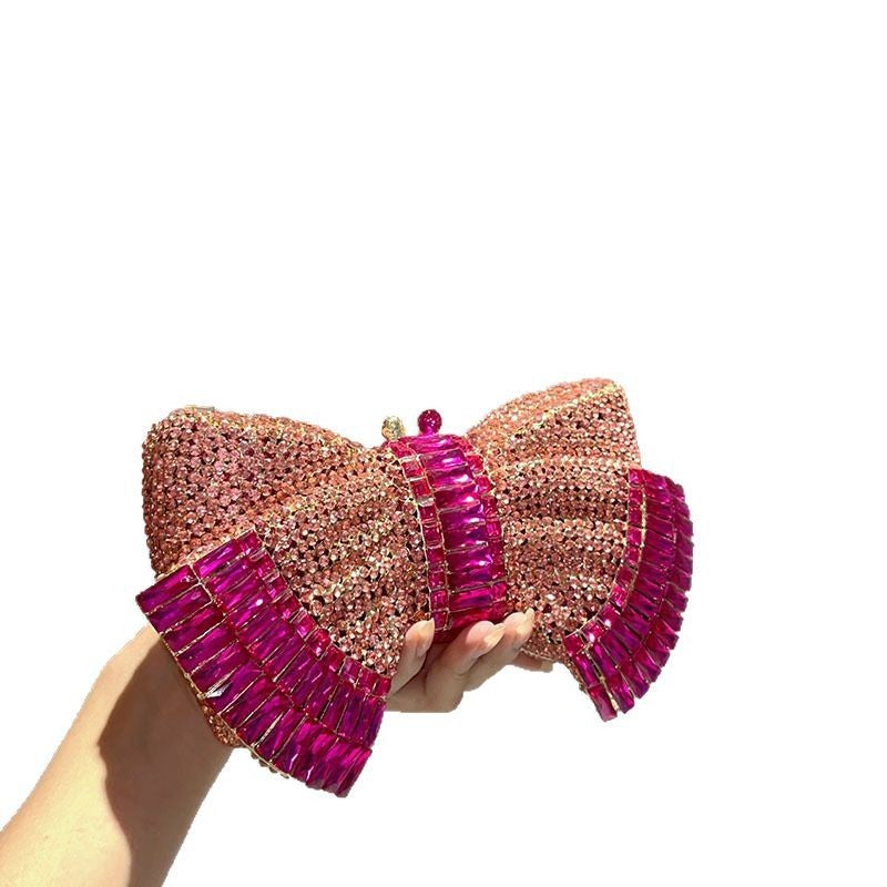 Fashion Metal Bow Clutch Crossbody Bag