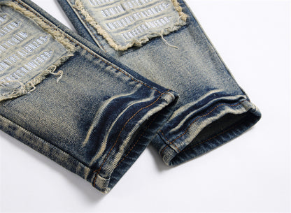 Jeans Patch Retro Blue Slim Fit Men