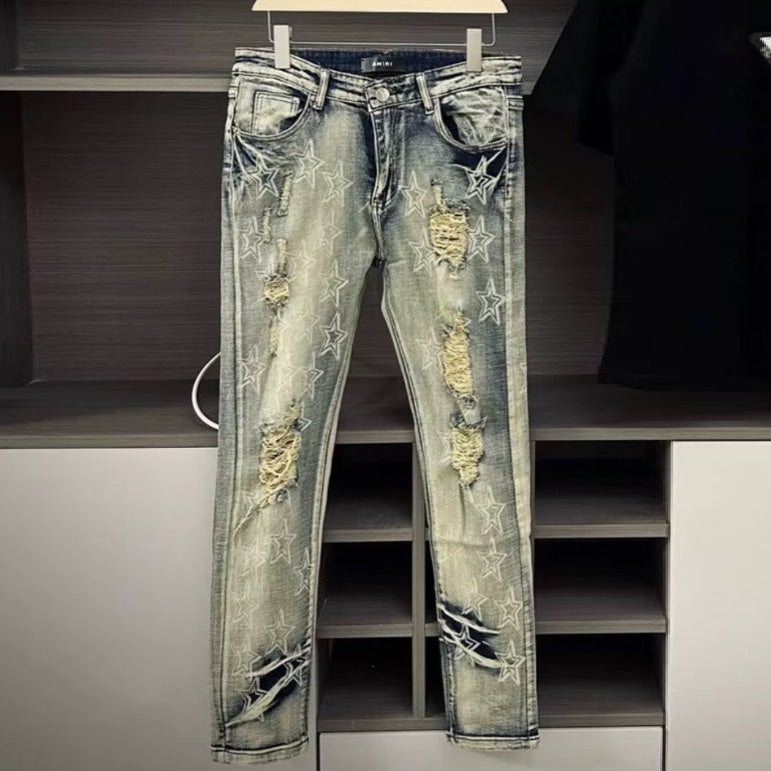 Trendy Retro Dyed Jeans Men