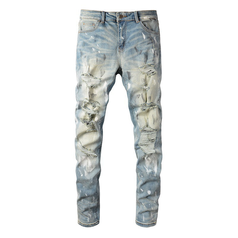 Vintage Paint Broken Holes Jeans