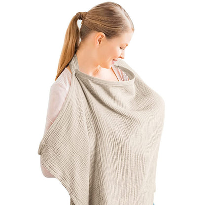 Muslin Nursing Cover For Baby Breastfeeding, Breathable Cotton Breastfeeding Cover With Rigid Hoop For Mother Nursing Apron, Multi-use Carseat Canopy
