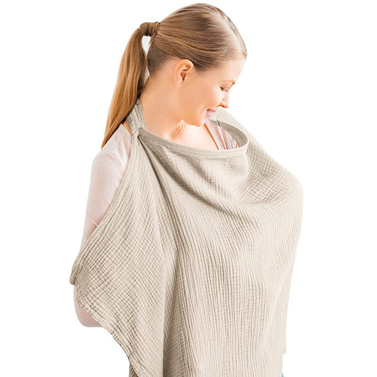 Muslin Nursing Cover For Baby Breastfeeding, Breathable Cotton Breastfeeding Cover With Rigid Hoop For Mother Nursing Apron, Multi-use Carseat Canopy