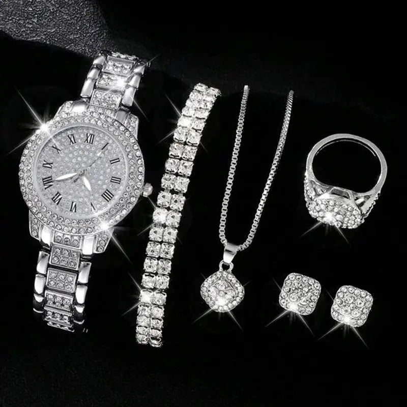 Luxury Diamond Watch 5-Piece Set