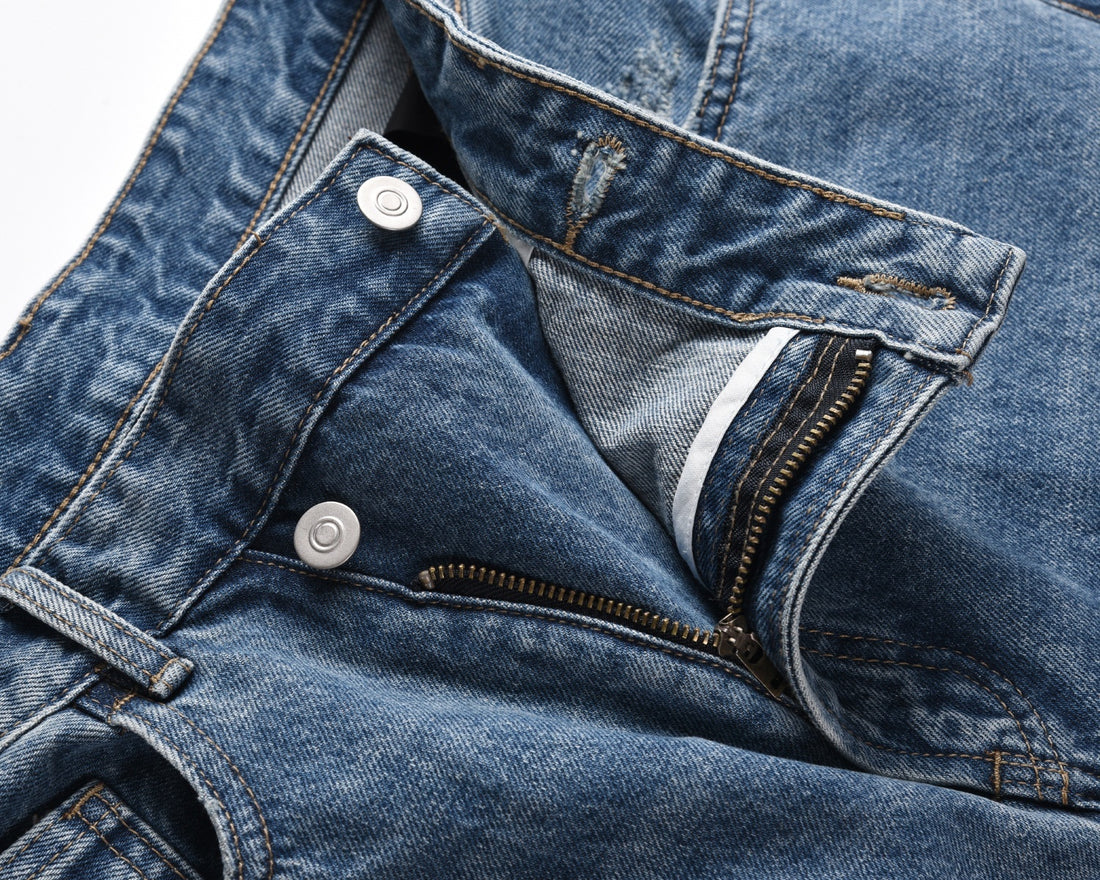 Washed Distressed Casual Jeans