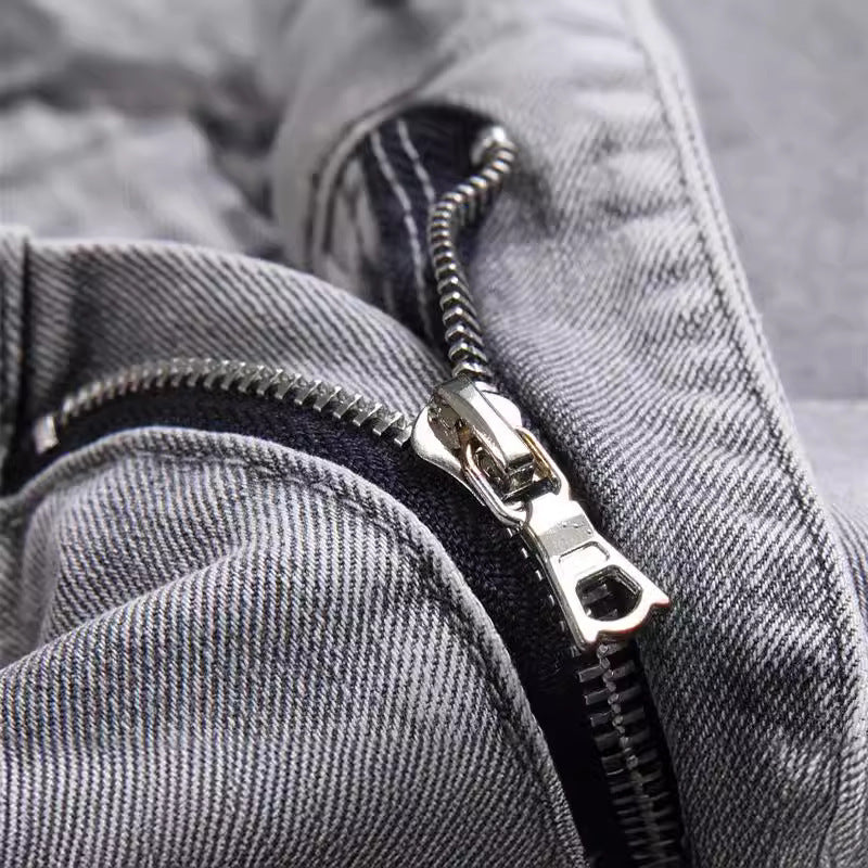 Gray Cobra Embroidered Jeans