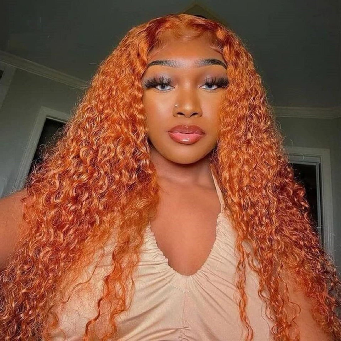 Human Hair Orange Lace Wig