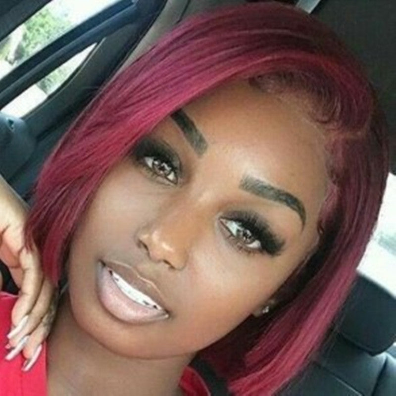 Short Blonde Wig Natural Look back view of smooth blonde style