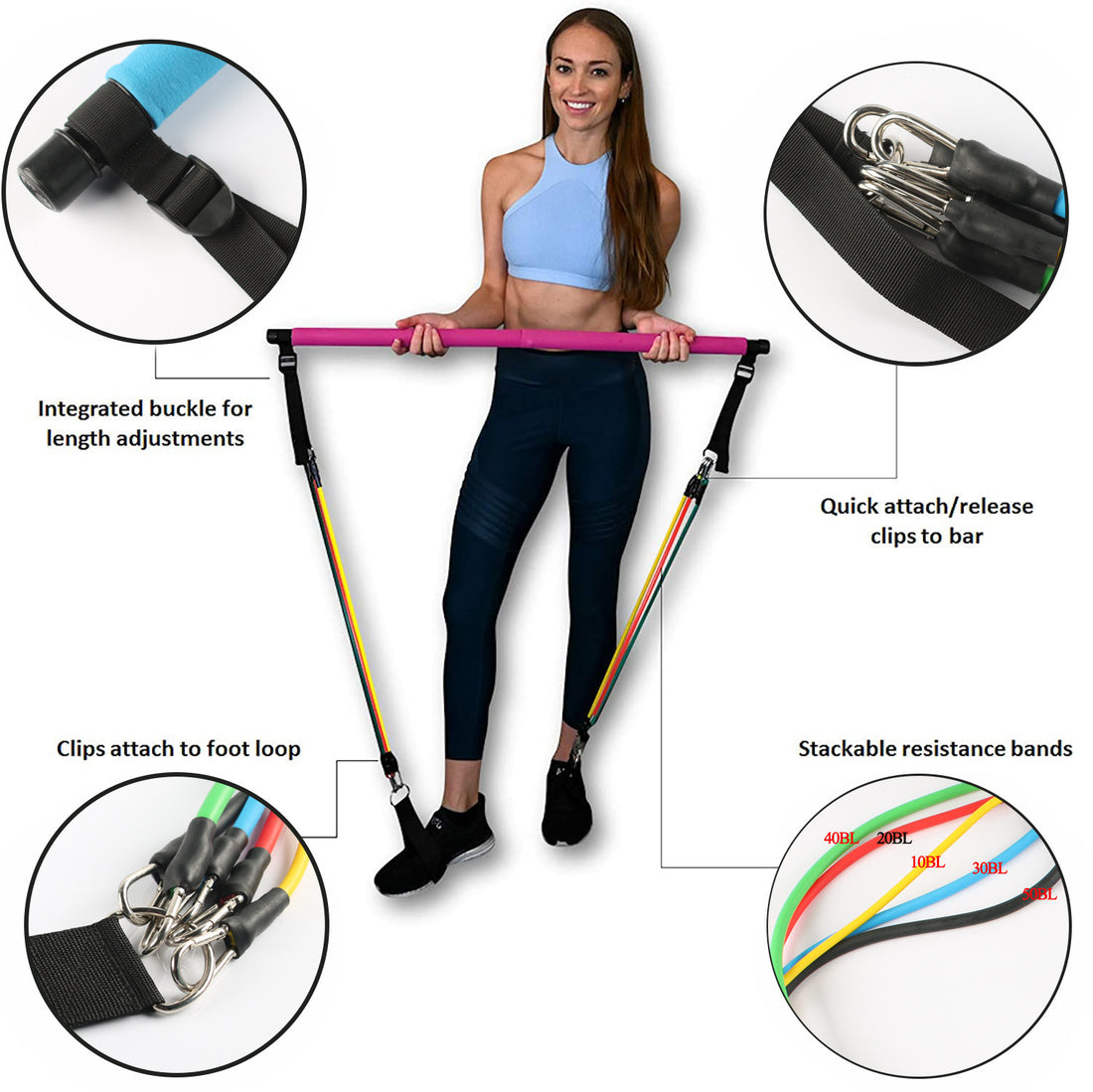 Portable Pilates Bar Set
