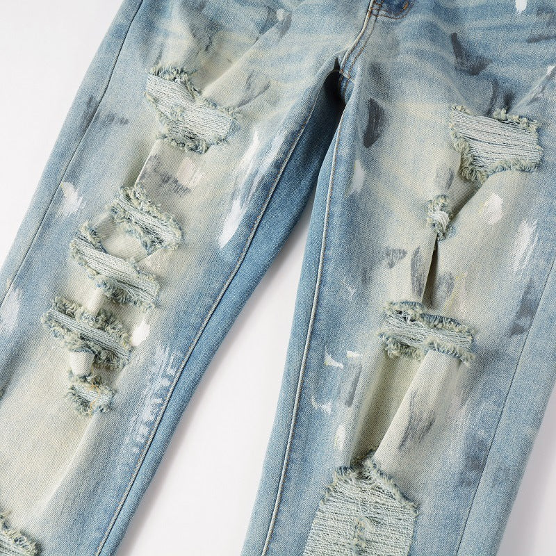 Vintage Paint Broken Holes Jeans