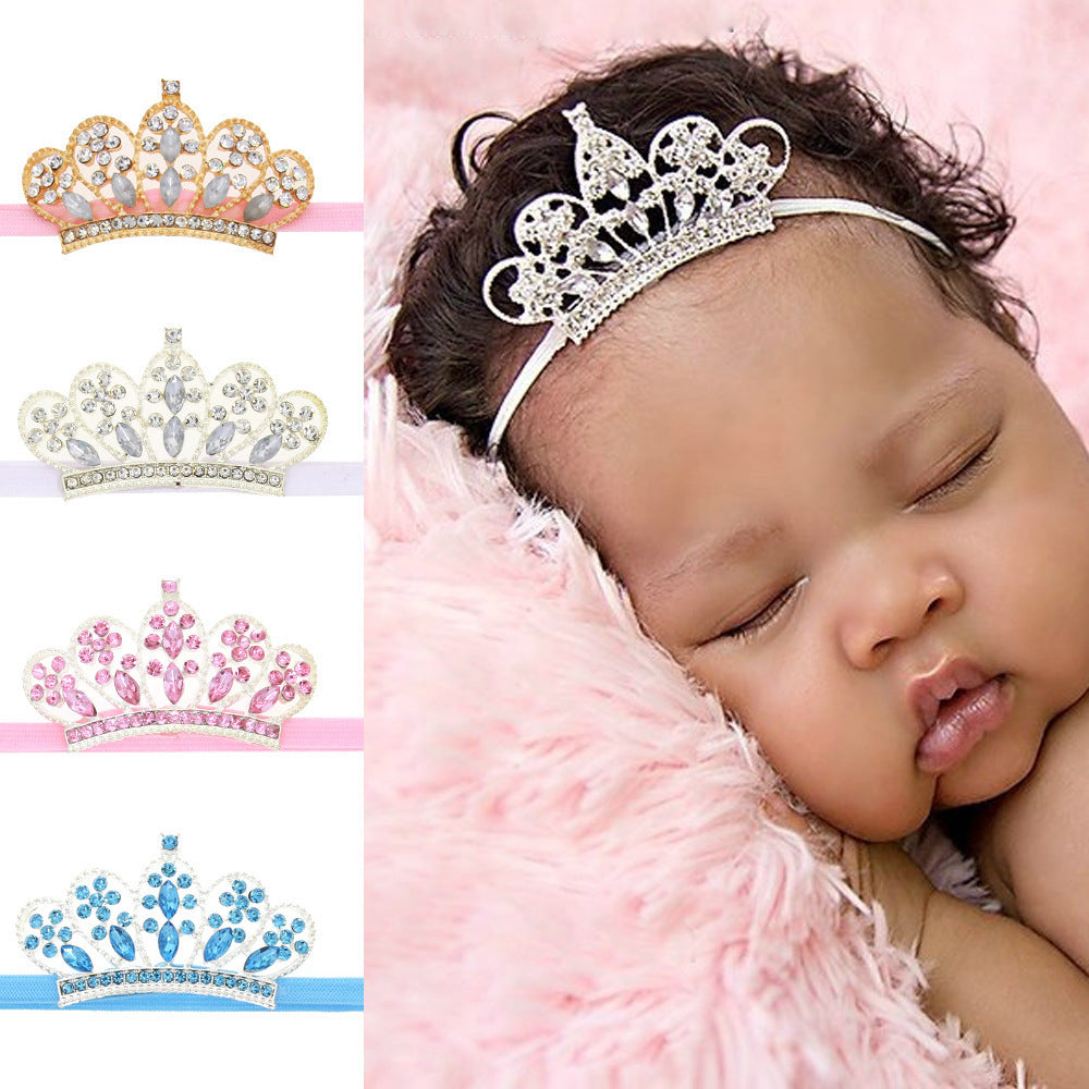 Baby Rhinestone Crown Thin Elastic Headband