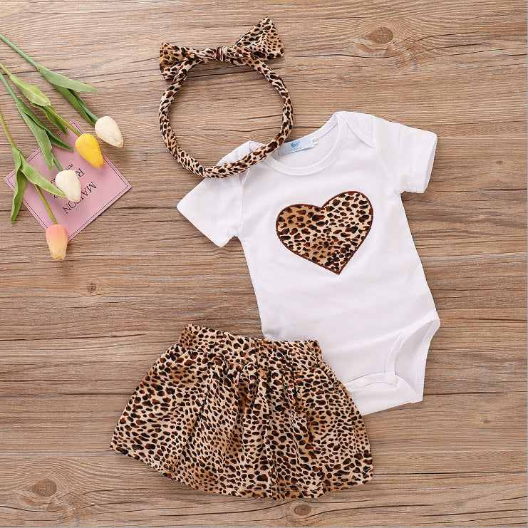 Printed Love Romper Children's Set