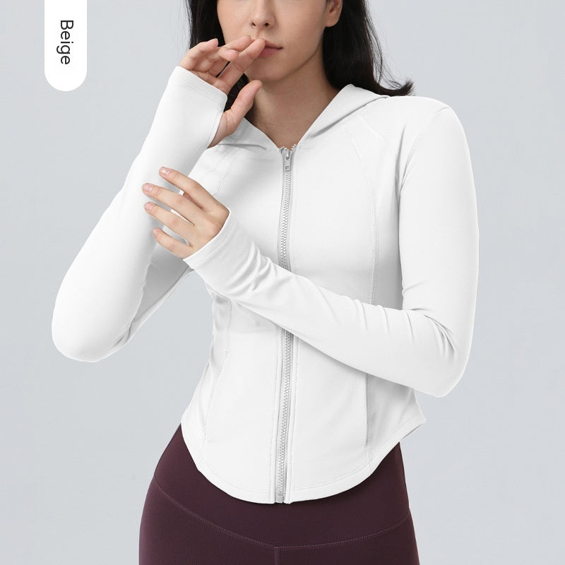 Fleece-lined Yoga Clothes Coat Women styled with leggings