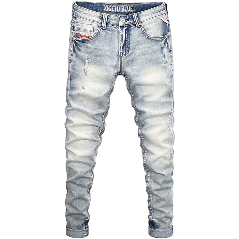 Distressed Embroidered Jeans