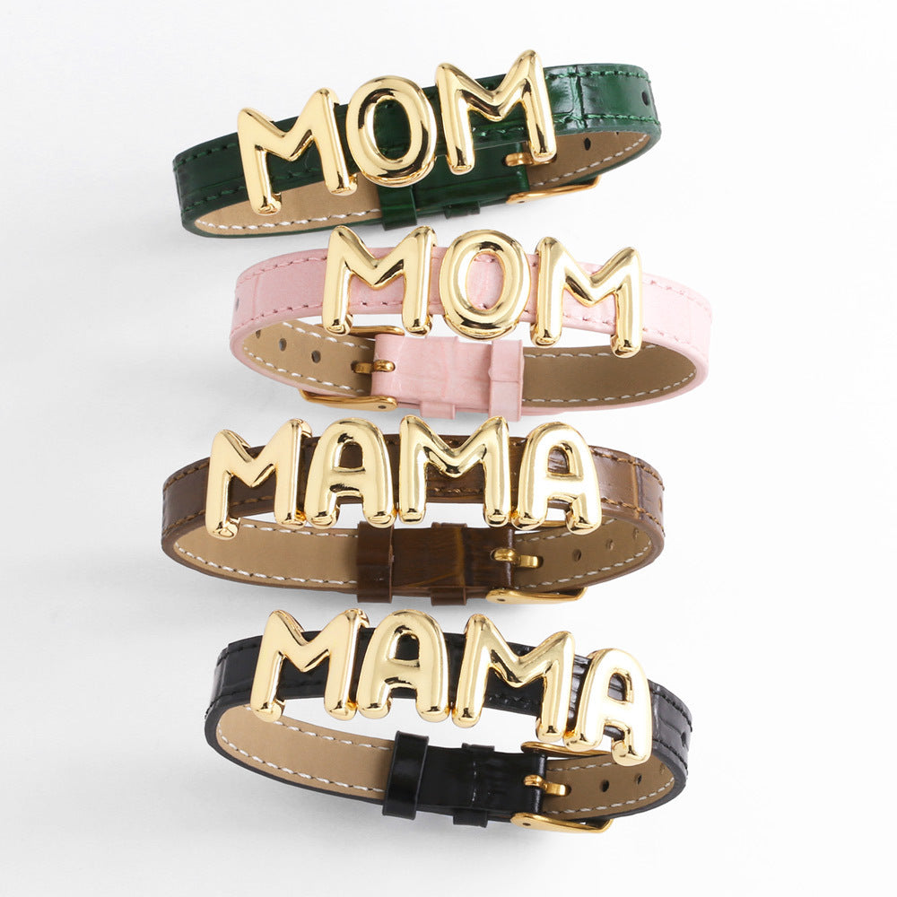Engraved Mama Leather Bracelet
