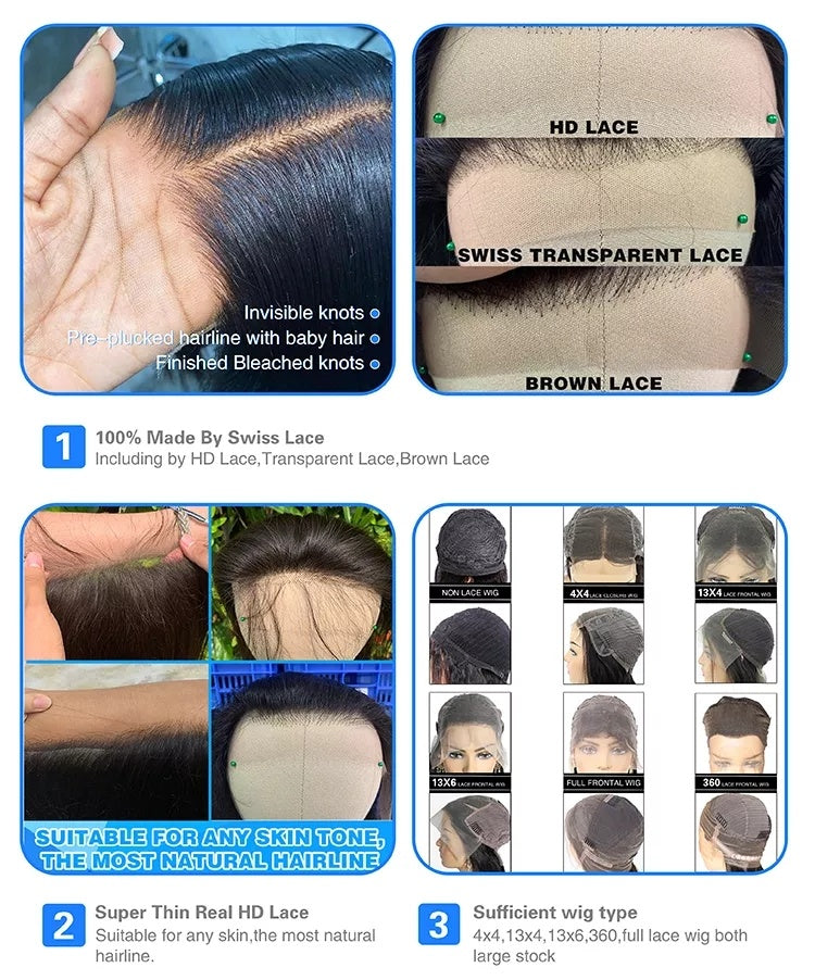 Bleached Knots Human Hair Wig 6X4