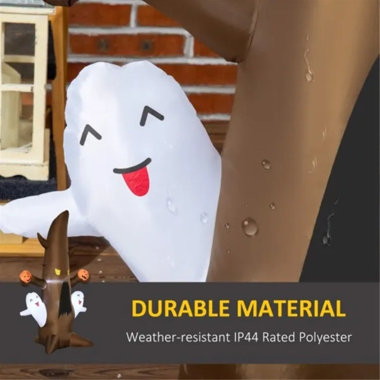Halloween Decoration LED lights glowing on Ghost Tree Inflatable