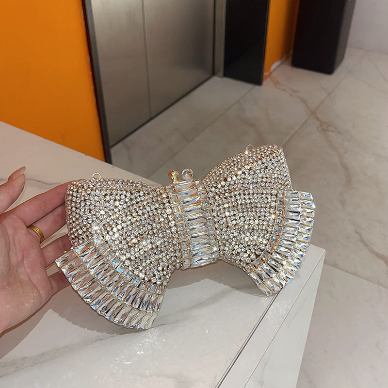 Fashion Metal Bow Clutch Crossbody Bag