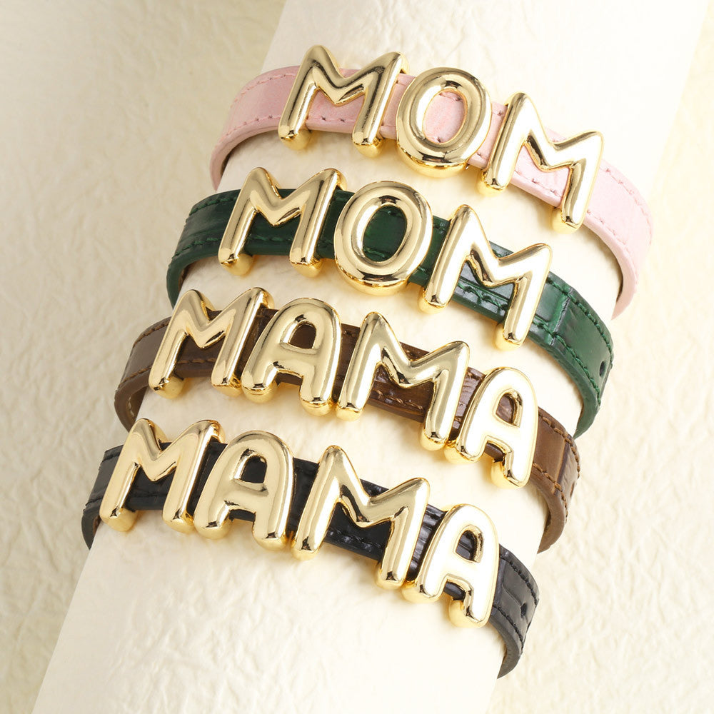 Engraved Mama Leather Bracelet