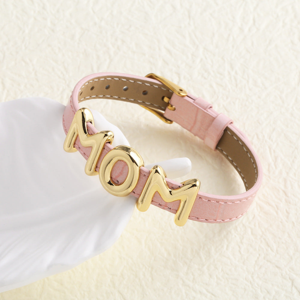 Engraved Mama Leather Bracelet