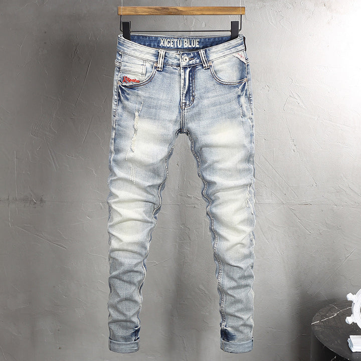 Distressed Embroidered Jeans
