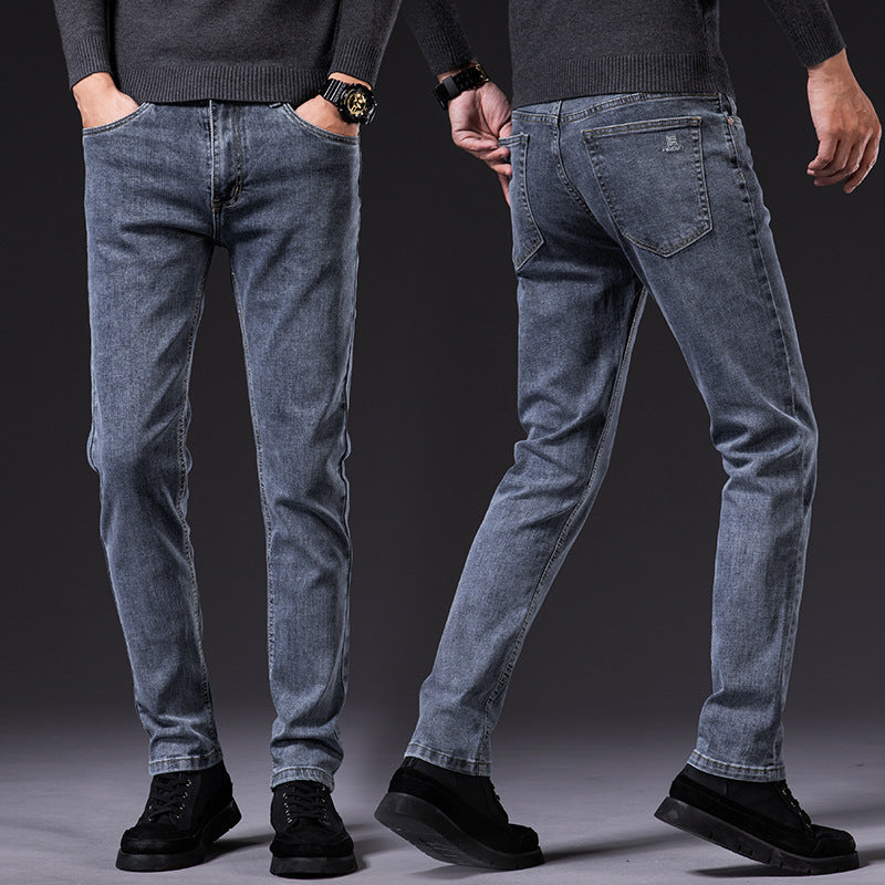 Slim Fit Elastic Straight Jeans