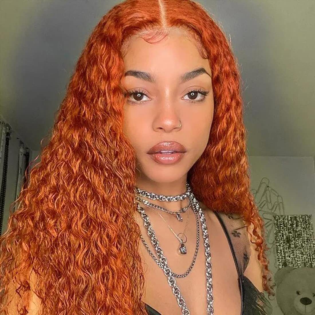Human Hair Orange Lace Wig