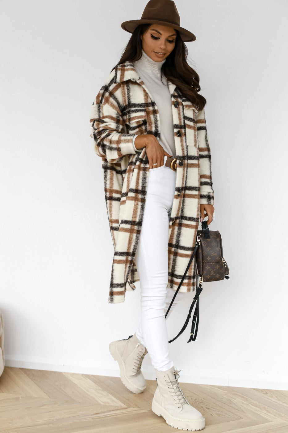 Warm Long Plaid Overcoat