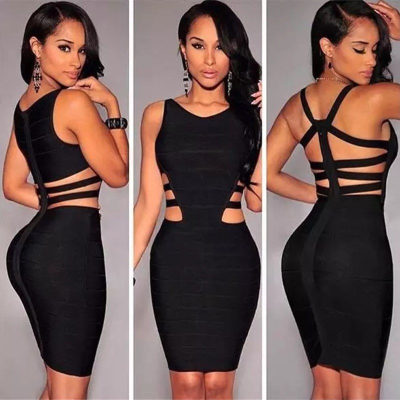 Trendy Black Bandage Dress