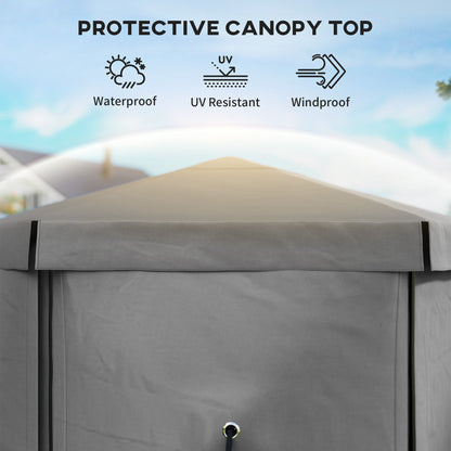 12 X 12 Hexagonal Up Gazebo Canopy Tent With 5 Sidewalls, Outdoor Canopy Shelter With Carry Bag, Dark Gray
