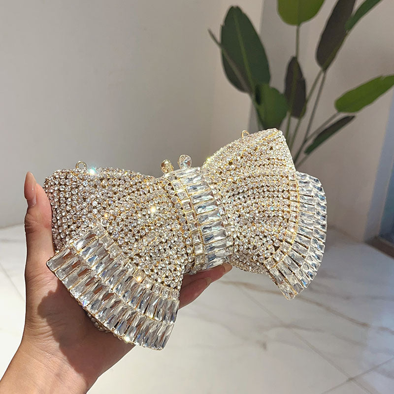 Fashion Metal Bow Clutch Crossbody Bag