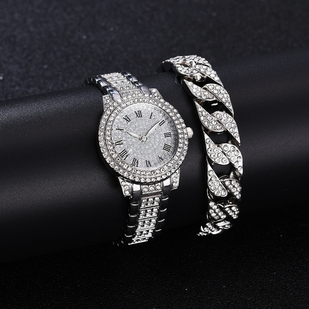 Roman Diamond Watch Bracelet Set