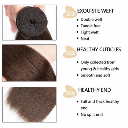 Chocolate Brown Brazilian Straight Hair Bundles