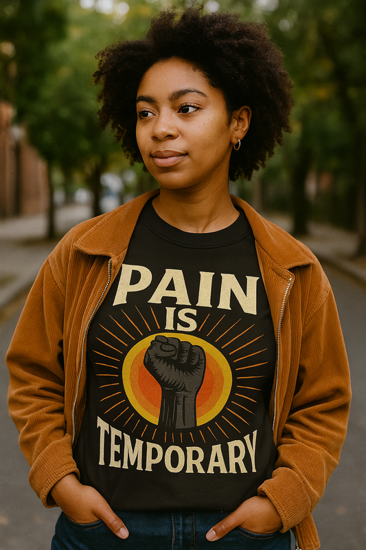 “Pain Is Temporary” Raised Fist Power Tee – Unisex Empowerment Shirt
