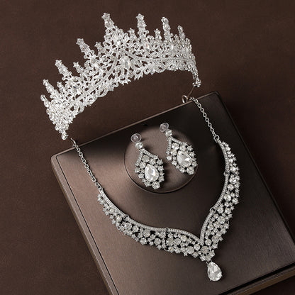 Retro Atmospheric Rhinestone Birthday Crown Hair Accessories Three-piece Suit