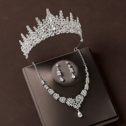 Retro Atmospheric Rhinestone Birthday Crown Hair Accessories Three-piece Suit