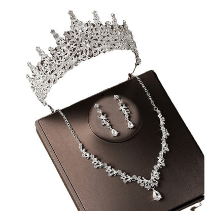Retro Atmospheric Rhinestone Birthday Crown Hair Accessories Three-piece Suit
