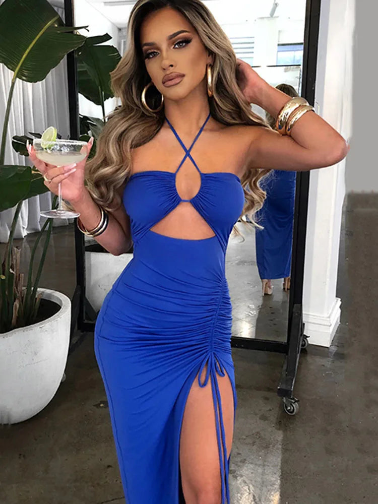 Sleeveless Sexy Midi Backless Dress