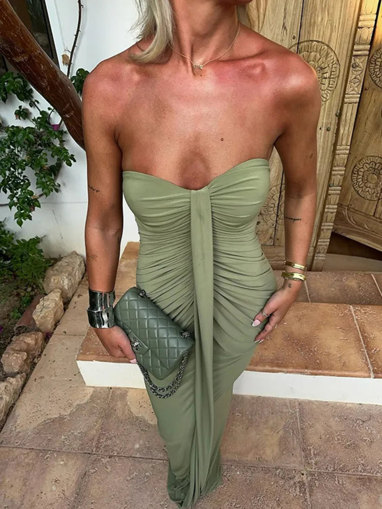 Off-shoulder Strapless Maxi Dress