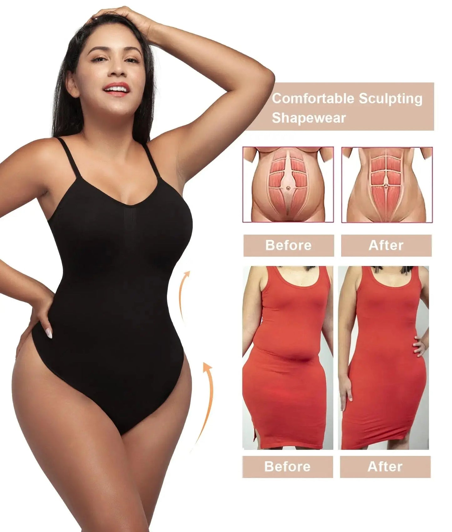 V Neck Spaghetti Strap Compression Bodysuits